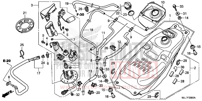 KRAFTSTOFFTANK/KRAFTSTOFFPUMPE von Integra 750 MAT PEARL GLARE WHITE (NHB54) von 2014